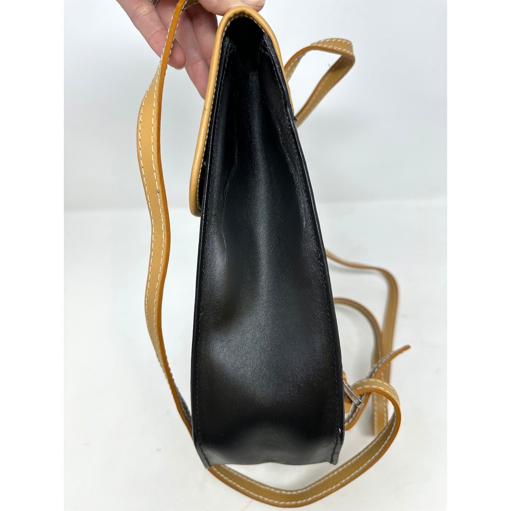 Francesco Biasia Smooth Leather Two-Tone Backpack Black Tan - Picture 7 of 13